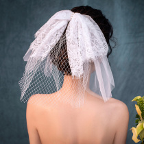 Bridal veil main wedding dress small headdress Super Xian Sen tie card retro net red photo props travel short section