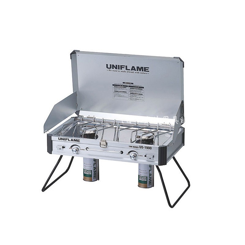 UNIFFLAME Twin Head Furnace Imported Outdoor Gas Furnace Barbecue Camping Wild Cooking-style stove
