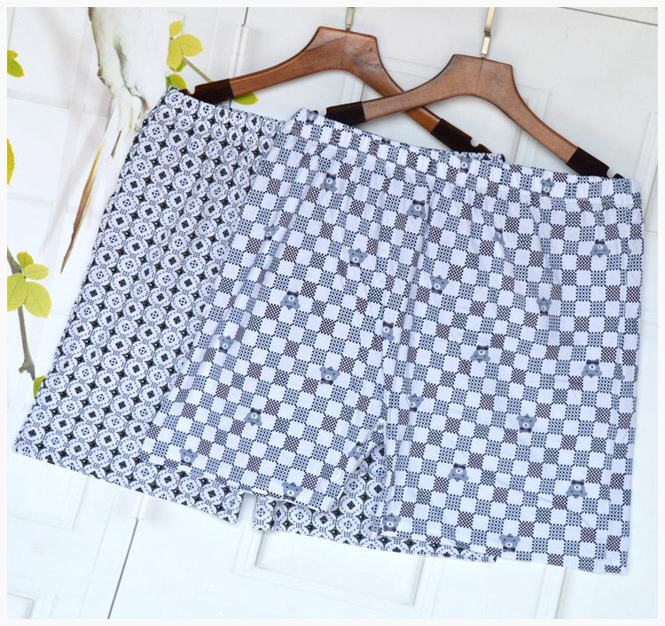 Spring knitting old daddy flat cotton underwear male middle-aged and elderly spring breathable whole cotton large size loose four corner shorts