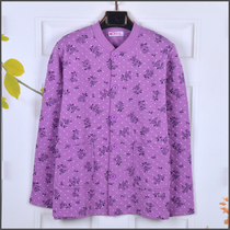 Middle-aged and elderly cardigan thermal underwear single piece of cotton thick women plus fat plus size comfortable cotton clothes flowers