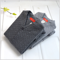 Middle-aged and elderly mens single three-layer warm top mens cotton cotton thick autumn clothes plus fat large size buckle thread clothes