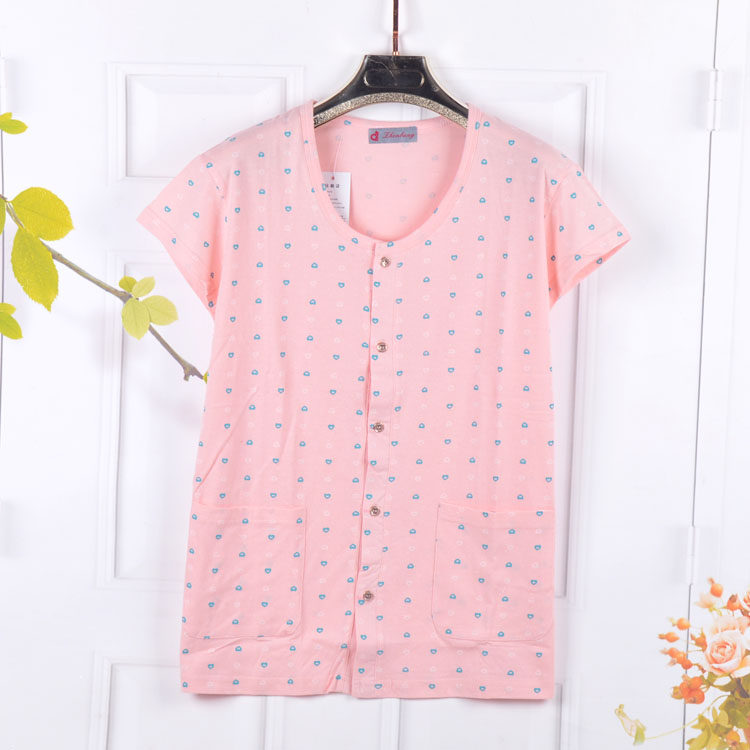 Summer middle aged short sleeves Vest Aged pure cotton cardiovert cardiovert Camps Mom gats up Loose All-cotton Sweatshirt Woman