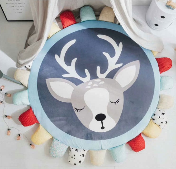 INS Cartoon Round Thickening Baby Ground Mat tatami Bedroom Bedside Carpet Children Crawl Mat can be torn down