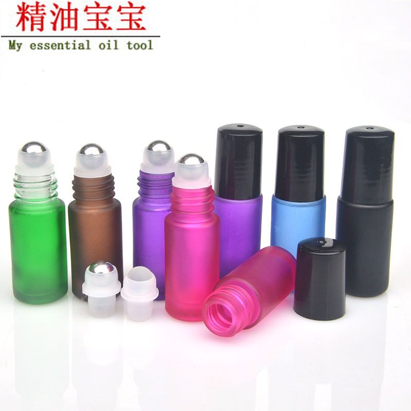 New color 5ML thickened finished oil ball bottle packed glass bottle steel bead portable travel makeup bottle