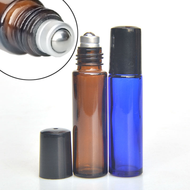 Essential Oil Ball Bearing Bottle Steel Ball Empty Bottle Multitrey Apply Brown Stainless Steel Walking Bead Bottle Split Small Bottle 10ML Upmarket