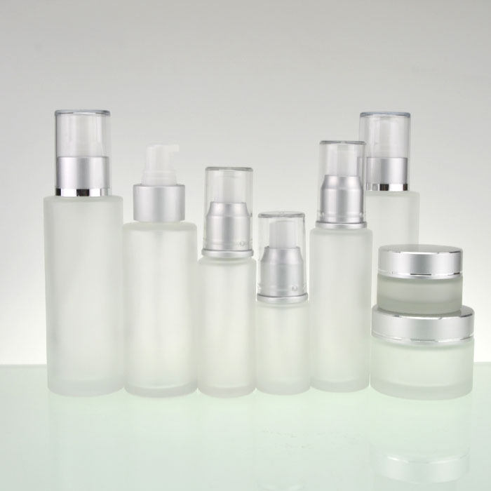 Frosted glass cream bottle essential oil spray presses lotion bottle cream cream travel package glass bottle