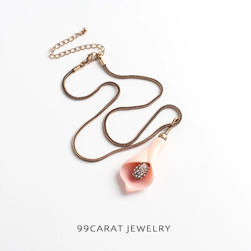 Милое розовое синее белое ретро короткое ожерелье в виде цветка, европейский стиль