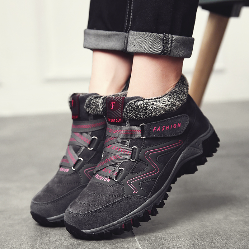 Winter Glint Thickened Outdoor Climbing Shoes Women High Cylinder Warm Cotton Shoes Men Hiking Cross-country Shoes Big Size 35-46