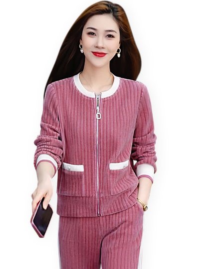 Middle-Aged Mother's Stylish Suit, Women's Wide-Leg Pants, Casual Sportswear, Spring and Autumn Slimming and Age-Reducing Two-Piece Set