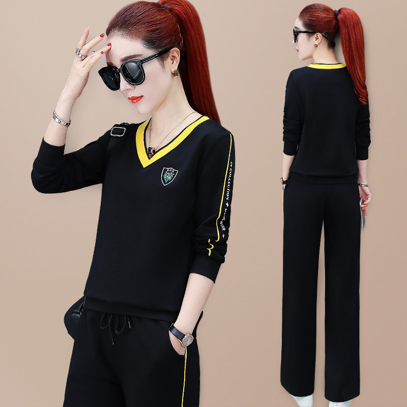 Spring Autumn Season Sports Suit Women 2022 New Fashion Loose Clothing Korean version wide pants Thin Casual Two-piece Style
