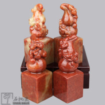 Seal Stone gold stone seal engraving Shoushan stone seal collection calligraphy painting name idle chapter 3x8 5cm