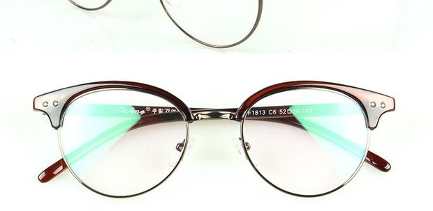 Hàn Quốc nhỏ tròn tươi kính khung kim loại retro nửa khung nam và nữ có thể được trang bị gương phẳng cận thị 6752 kính râm cận