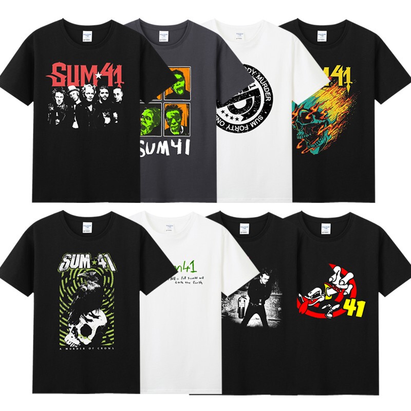 Agitation Summer Men's Rock Pure Cotton Round Neck Short Sleeve Music Merchandise Rock Band Sum41 T-Shirt