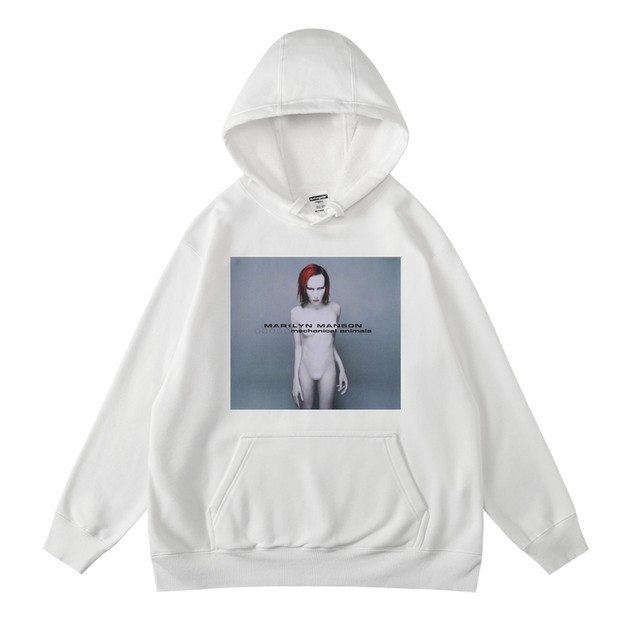 ເສື້ອຍືດຜູ້ຊາຍດູໃບໄມ້ລົ່ນແລະລະດູຫນາວ pullover hooded sweatshirt ຜູ້ຊາຍດົນຕີ Rock manson Marilyn Manson