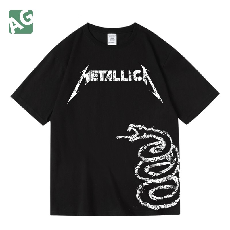 Band Metallica European and American Heavy Metal Rock Music Trendy Printed Pure Cotton Short-Sleeved T-Shirt for Men and Women in Summer Band Metallica European and American Heavy Metal Rock Music Trendy Printed Pure Cotton Short-Sleeved T-Shirt for Men and Women in Summer