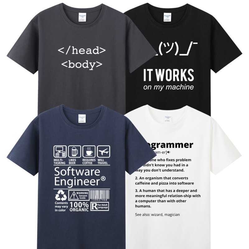 Agitation Pure Cotton Round Neck Short-Sleeved T-Shirt for Men in Summer Html Programmer Geek Geek Team Uniform