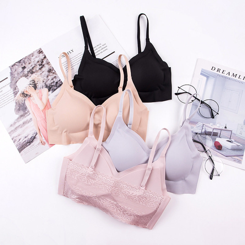Summer new thin Japanese peace of mind ice silk cooling underwear second generation no steel ring lace beauty back sports sleep bra