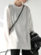 Chicven Autumn New Simple Loose Long-Sleeve White T-Shirt for Women Versatile Top Round Neck Brushed Base Shirt for Women