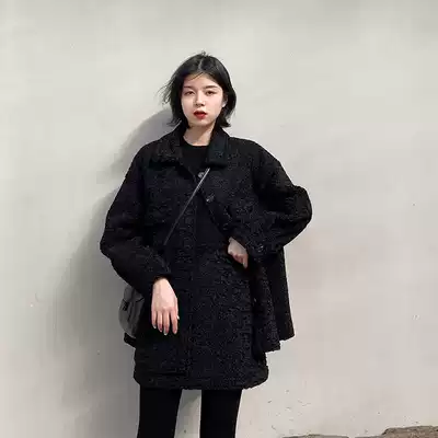 CHICVEN vintage imitation lamb wool suede one thick cotton jacket skirt set two-piece Winter Women