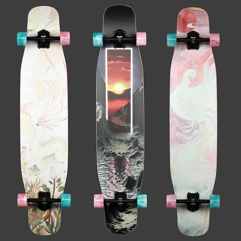 Reverse mountain star wood long board professional board dance board male and female beginners dancing brush street flat flower dance board beginners