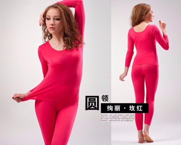 Sự ra đời của năm màu đỏ modal đồ lót nữ bó sát cotton mùa thu quần dài quần dài phần mỏng bộ đồ lót của phụ nữ bộ thu đông big size