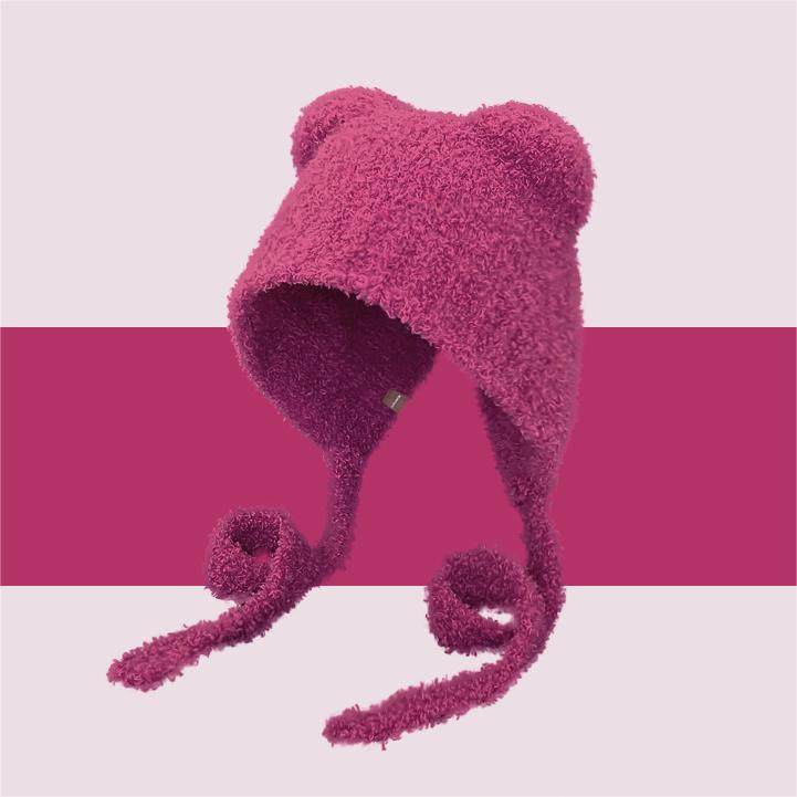 Chic Know Japanese designer's joint teddy suede small bear Lei Feng cap woman autumn winter warm plush hat-Taobao