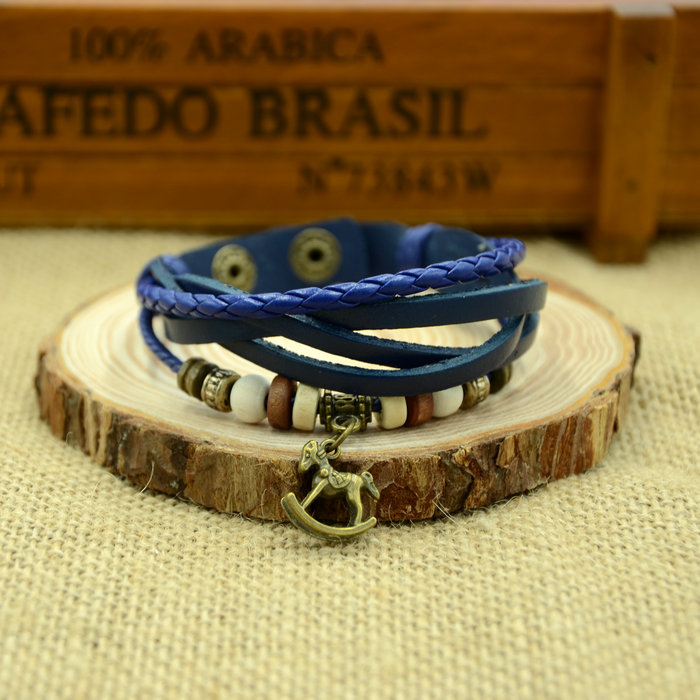 Vòng đeo tay retro Punk phổ biến vòng đeo tay nữ đồ trang sức nam dệt chéo da dây đôi vòng cartier