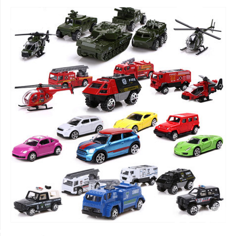 Military alloy toy car model suit children mini police car fire truck taxi ride boy gift