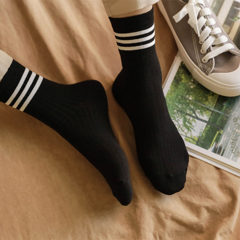 Women's socks three-way mallet student socks cotton middle tube socks simple baseball sports socks Korean imported socks spring and autumn