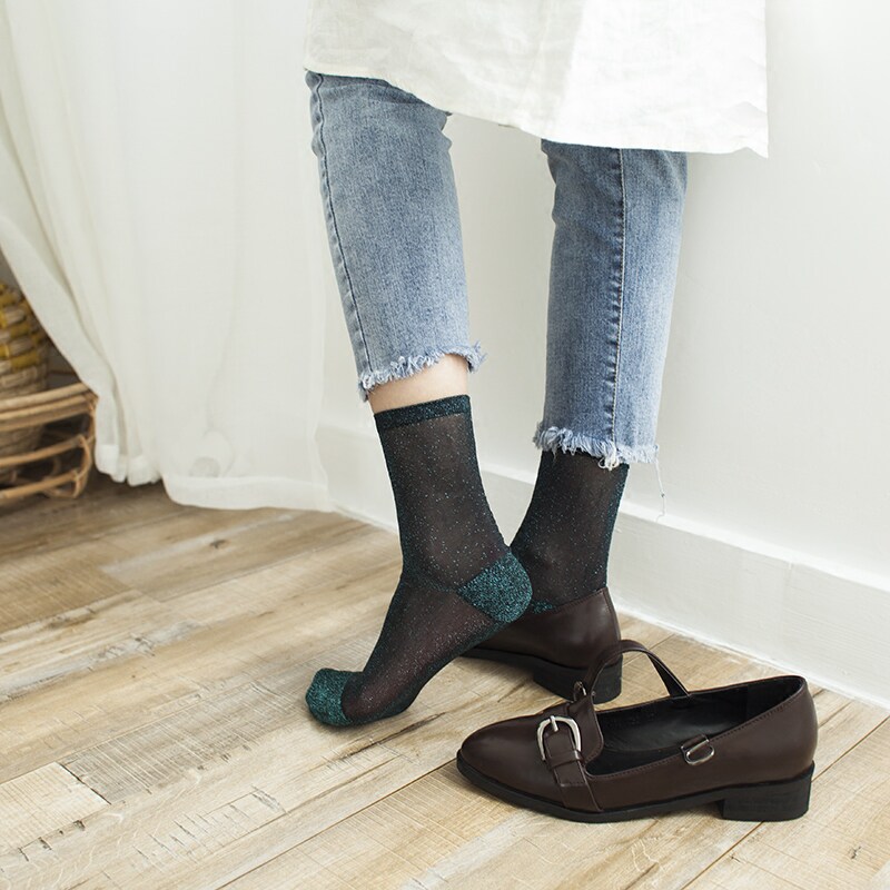 2020 bright stockings women's South Korea imported gold and silver silk summer thin fashion luxury silver socks in the tube socks gold silk