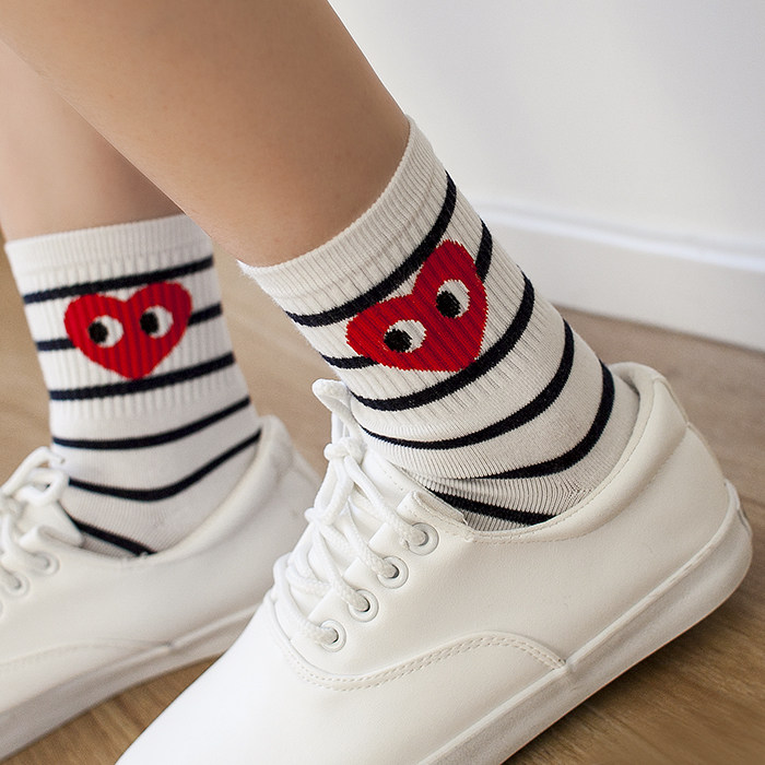 Short sockeyeSocks Cotton socks Korea imported striped socks in socks cute heart-shaped cartoon socks