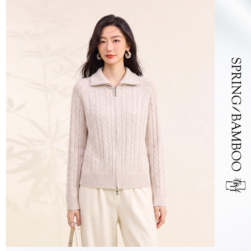 【Cloud Softness】Spring Bamboo 2026 Autumn/Winter New Wool Turtleneck Fitted Full Body Cable Knit Two-Way Zipper Long Sleeve 【Cloud Softness】Spring Bamboo 2026 Autumn/Winter New Wool Turtleneck Fitted Full Body Cable Knit Two-Way Zipper Long Sleeve