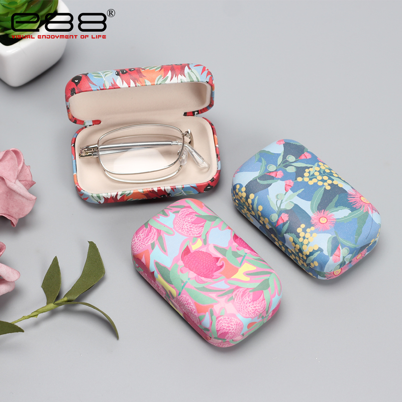 E88 Portable Reading Glasses Case Cartoon Cute Mini Compact Anti-Pressure Eye Invisible Waist Bag Women's Glasses Case