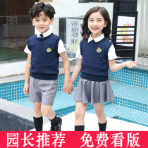 Kindergarten summer garden dress Graduation photo dress 2021 School uniform set Childrens class dress for primary school students in Grade 6 and 1