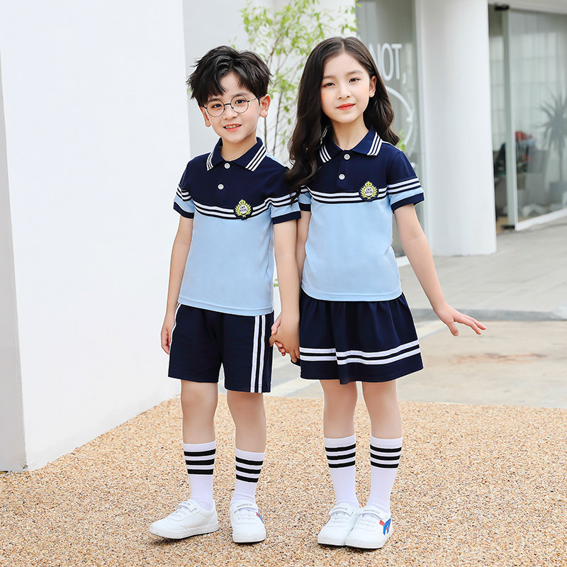 Kindergarten class uniform summer garden uniform custom school uniform suit primary and secondary school students short-sleeved sports meeting graduation photo clothing