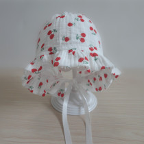 Summer sun hat cotton baby thin princess hat Girl baby court lace spring and autumn cute cherry tire cap