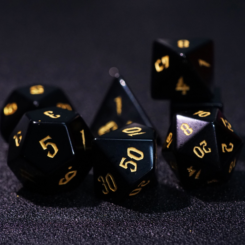 Obsidian DND Dice COC Running Dice TRPG Dice Kesulu Table Game Natural Gem Wanzhi Multi-sided Dice