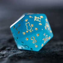 Light blue cat eye stone running group dice running group COC dice DND Ksuru TRPG cat paw flower pattern Ksuru