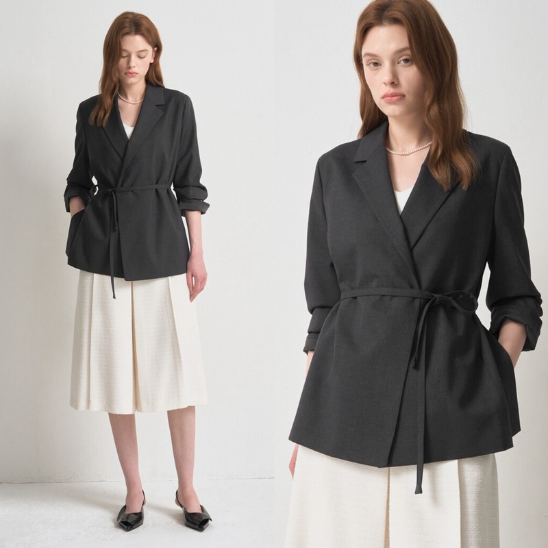 Korean Style Min*26 Spring Blazer, Korean Tie-Front Blazer for Women, Versatile Korean Style Blazer for Women
