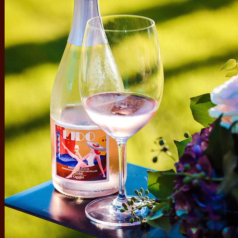 Gold Award Winner Italian Canella New Lido Prosecco Pink Dry Sparkling Wine