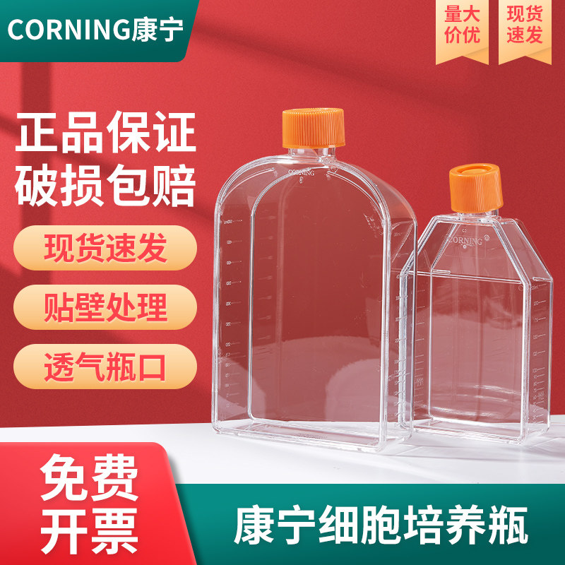 康宁Corning正方矩形斜颈透气盖密闭盖细胞培养瓶25 75