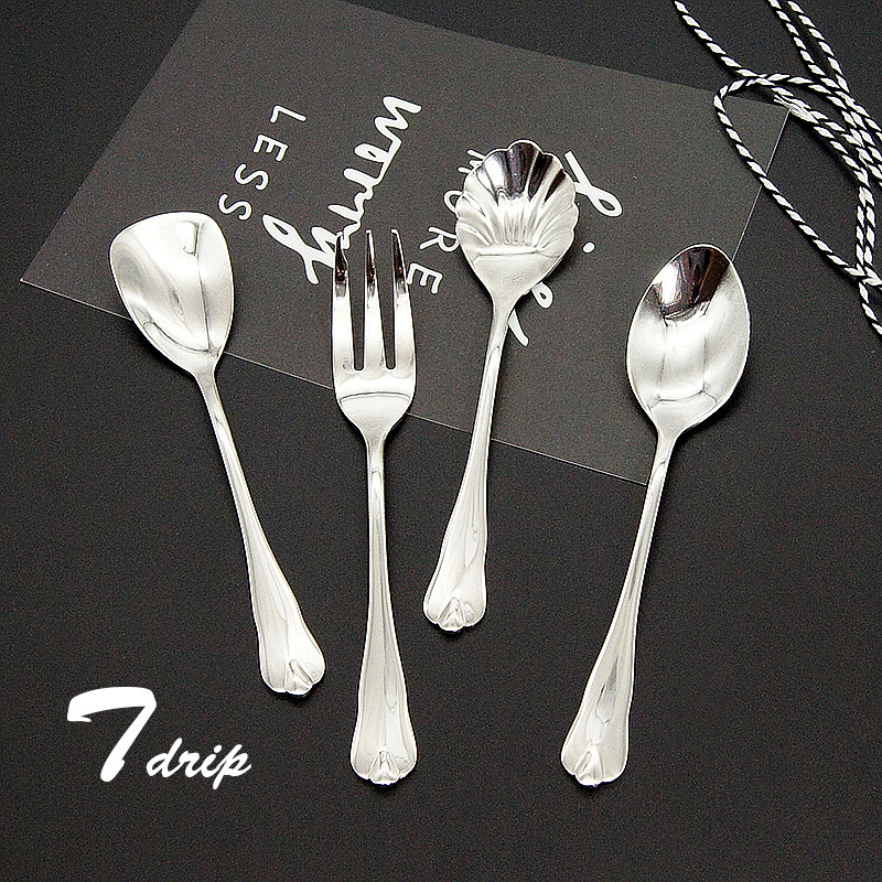 Thickened Stainless Steel Dessert With Spoon Fork Teaspoon Teaspoon Spoon Fork Cream Spoon Sugar Spoon Lower Afternoon Tea Dessert Dining Room Hotel