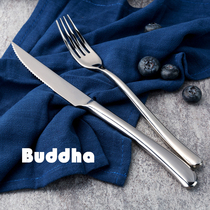 Buddha Steak Knife Fork Spoon Western Cutlery Set Moonlight Spoon Hotel Restaurant Household Foreign Trade Export to France
