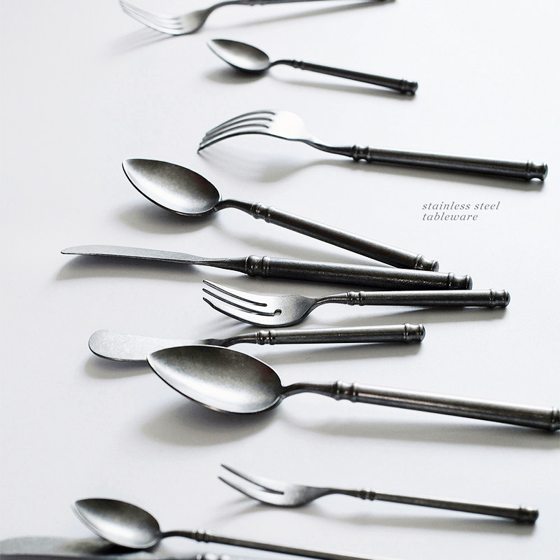 Day Style Retro made of old knife fork Bull Oil Knife Pie Fork Fruit Fork Sweet Pitchfork Coffee Spoon Tea Spoon Soup Spoon of Ice More