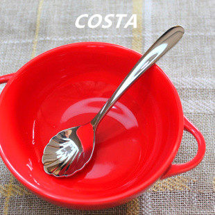 Costa sugar spoon shell spoon scented tea spoon dessert spoon ice cream spoon thicker stainless steel foreign trade export to UK