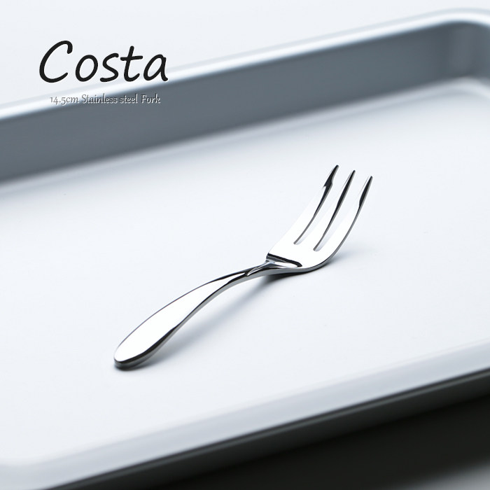 Costa Three Teeth Cake Fork Meat Fork Cake Fork Sweet Snack Fork Thickened Stainless Steel Fork Foreign Trade Export UK