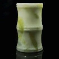 Natural Jade Pen Holder Office Round Jade Festival High Rise Pen Basket Home Bookcase Collection Barrel Minimalist Fashion