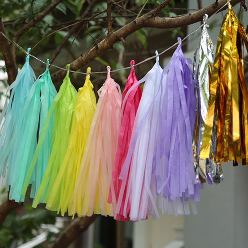 Balloon paper tassels pull flowers 5 packs festive decoration balloon golden rain silk ribbon rope decoration arrangement