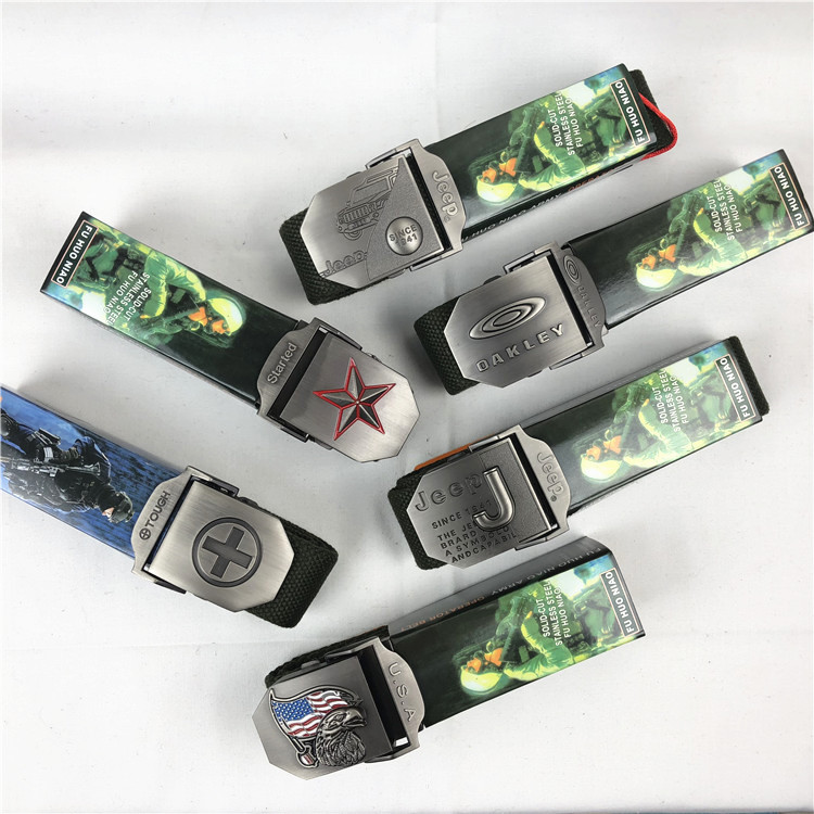 JEEP men's canvas belt fashion 100 lap strap outdoor alloy head casual lengthened pants with Korean version