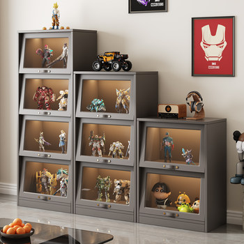 Bookcase with Glass Doors, Transparent Display Cabinet for Figurines, Living Room Home Wine Cabinet, Blind Box Toy Model, Lego Display Cabinet